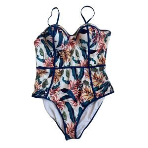 Shein Swimsuit Women Size 3XL One Piece Tropical Padded Underwire Adjustable NEW